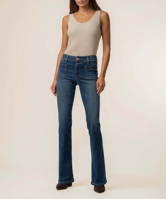 Kut from the Kloth Natalie Mid Rise Flare Champ Jean