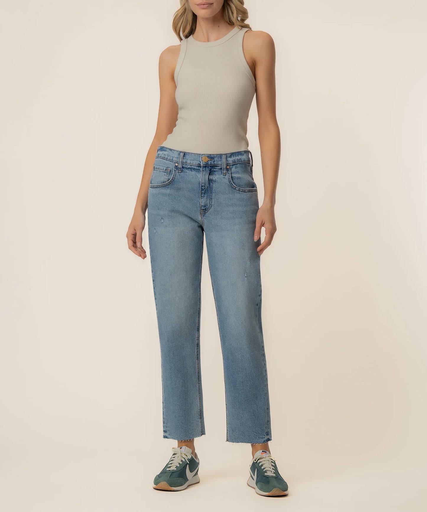 Kut from the Kloth Kit High Rise Baggy Ankle Straight Iconic Wash Jean