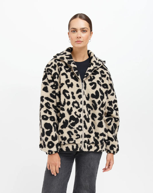 Brunette the Label Leopard Sherpa Jacket | Tan