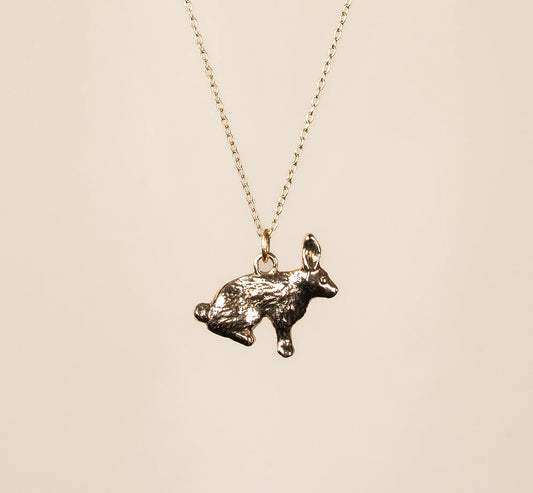 Little Gold Winter Hare Necklace