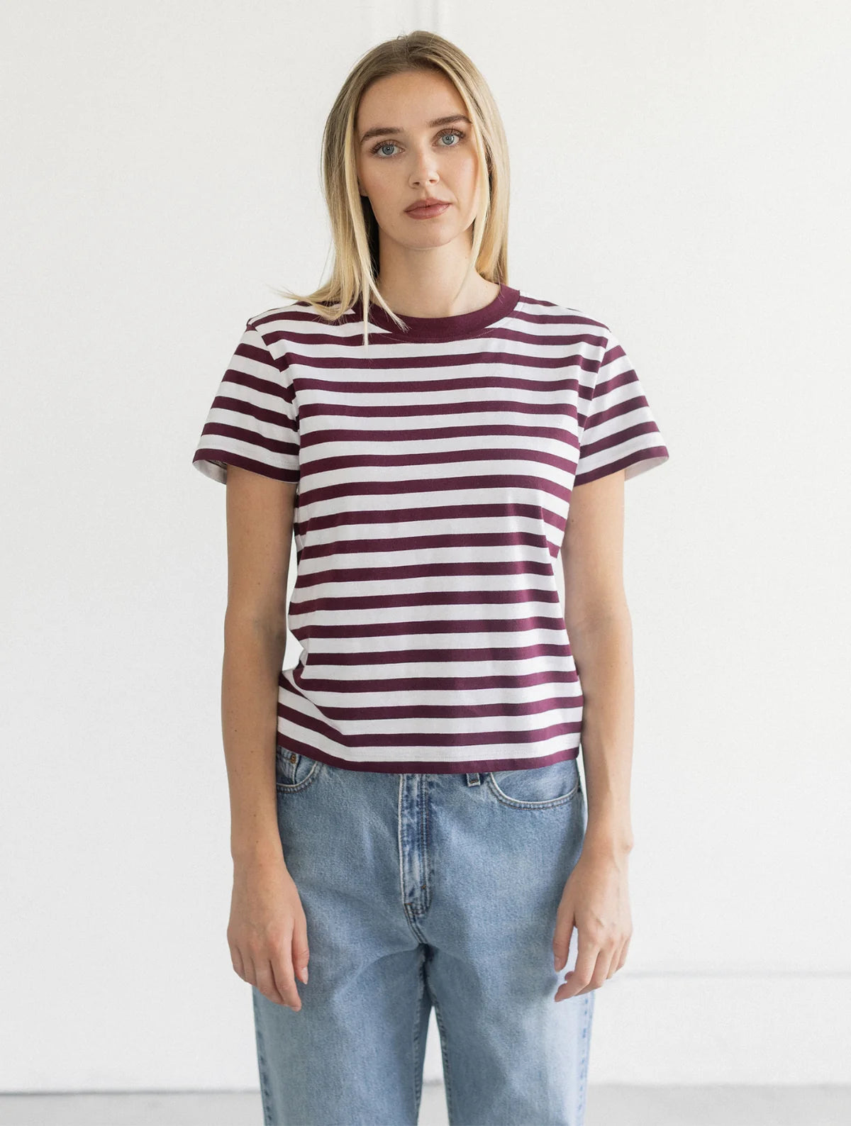 Brunette the Label Paris Tee | Plum Stripe