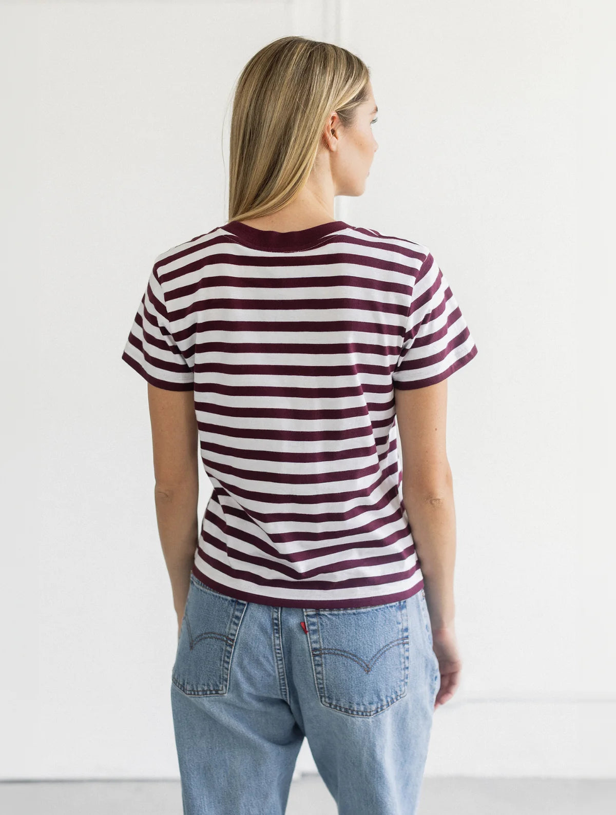 Brunette the Label Paris Tee | Plum Stripe