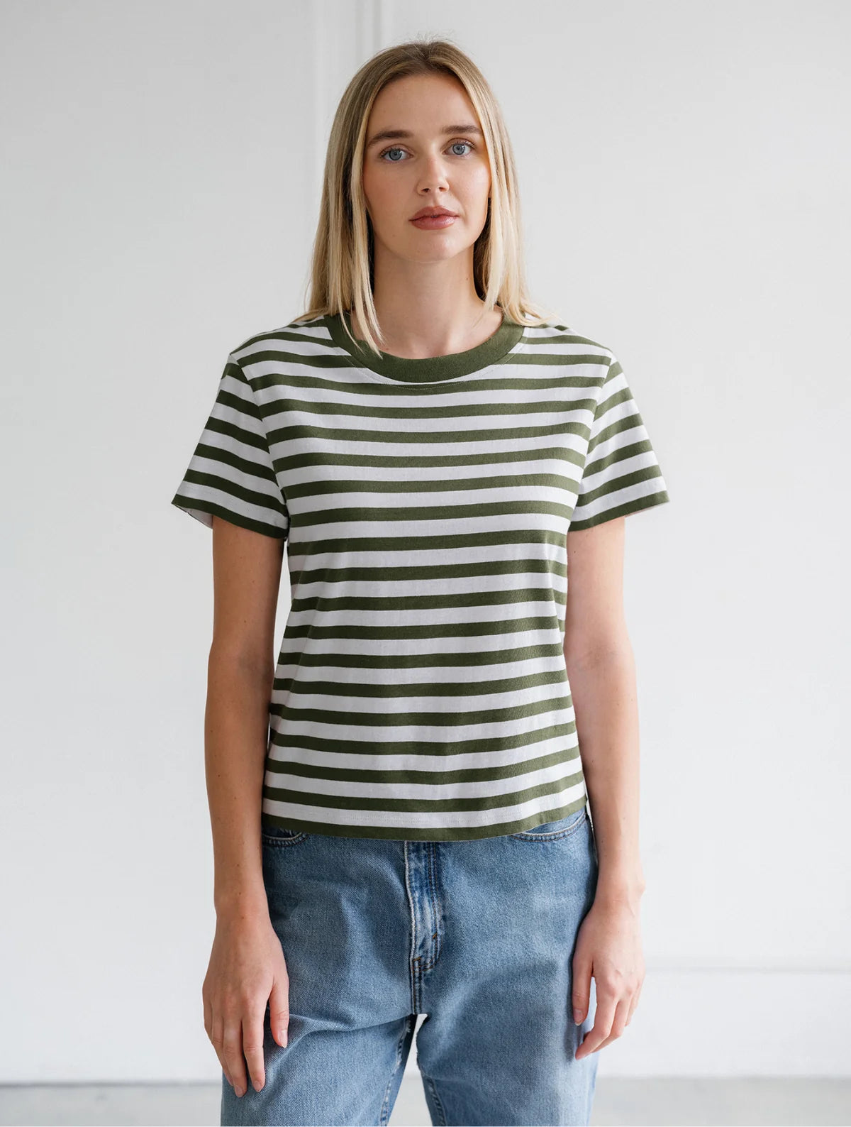 Brunette the Label Paris Tee | Chive Stripe