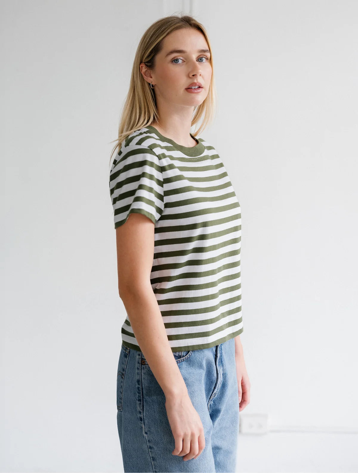 Brunette the Label Paris Tee | Chive Stripe