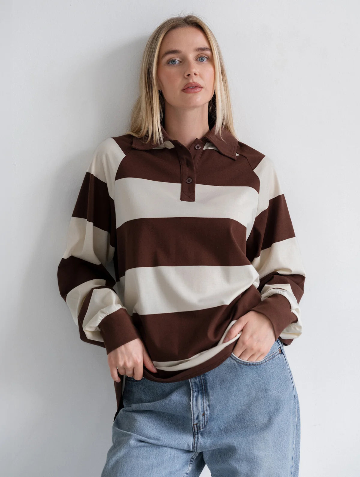 Brunette the Label Classic Rugby Polo | Espresso