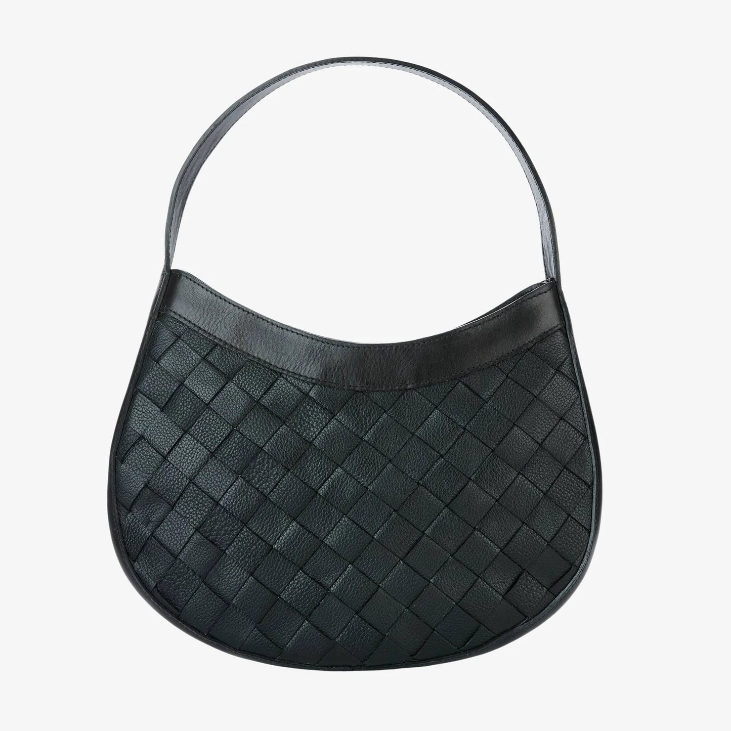 Brave Leather Black Ava Woven Shoulder Bag