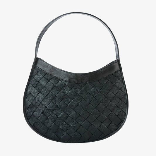 Brave Leather Black Ava Woven Shoulder Bag