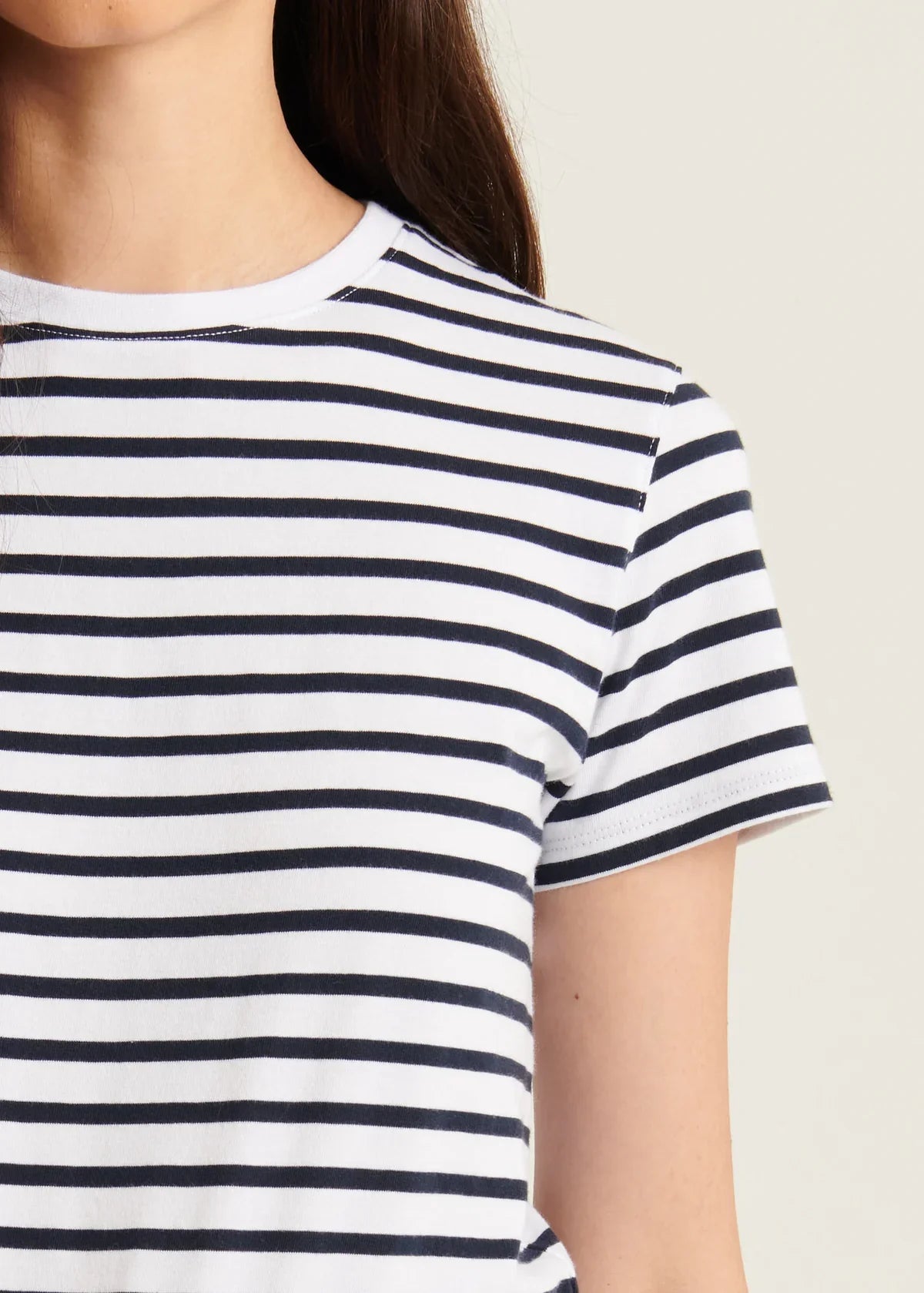 Patrick Assaraf White Iconic Classic Stripe Crew T-Shirt