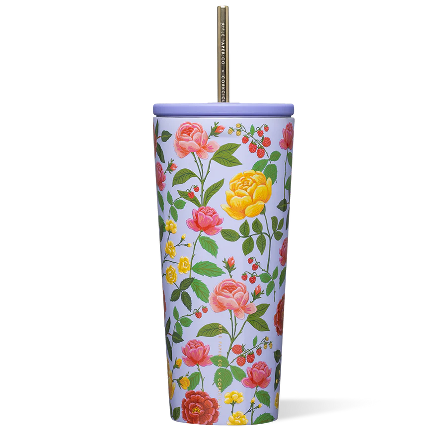 Corkcicle 24oz Rifle Paper Co. Roses Purple Cold Cup