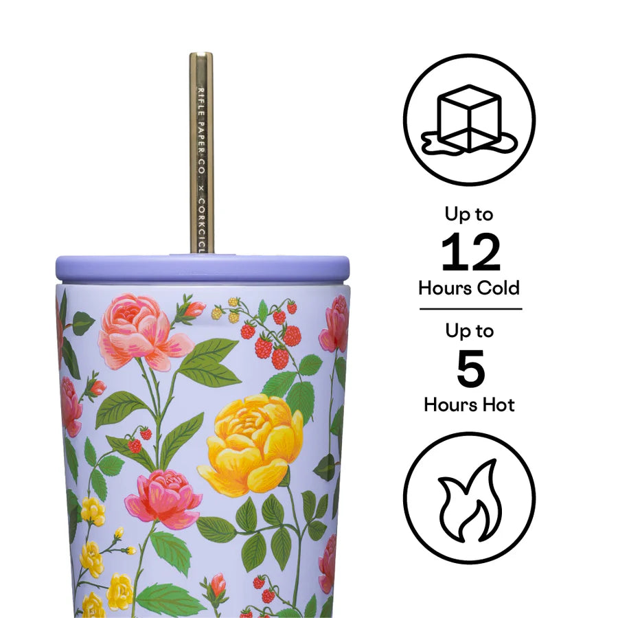 Corkcicle 24oz Rifle Paper Co. Roses Purple Cold Cup