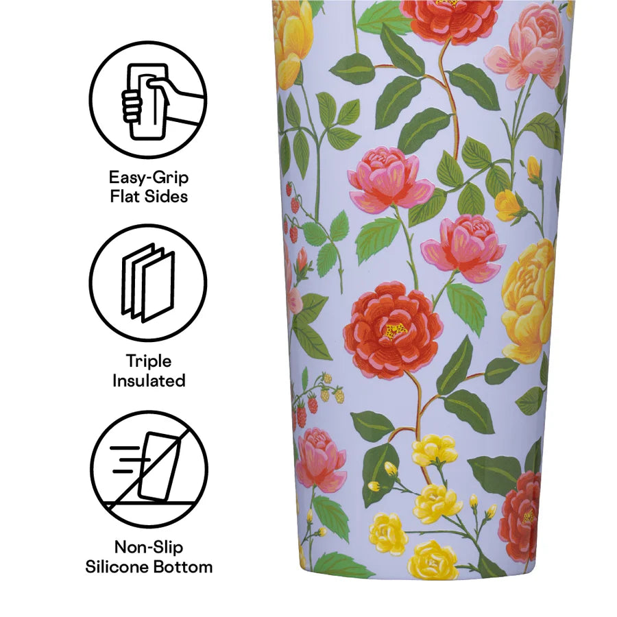 Corkcicle 24oz Rifle Paper Co. Roses Purple Cold Cup