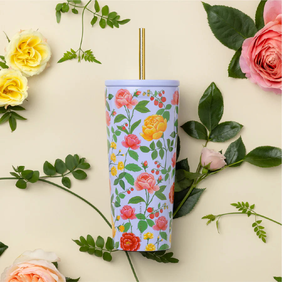 Corkcicle 24oz Rifle Paper Co. Roses Purple Cold Cup