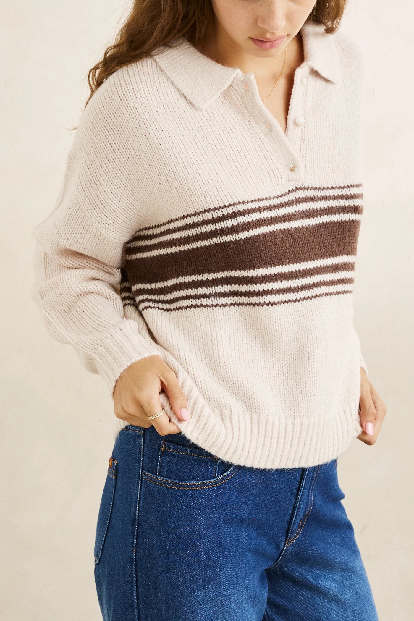 Rhythm Strata Knit Collared Sweater