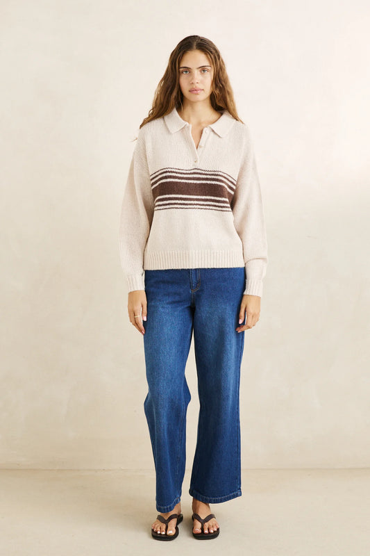 Rhythm Strata Knit Collared Sweater