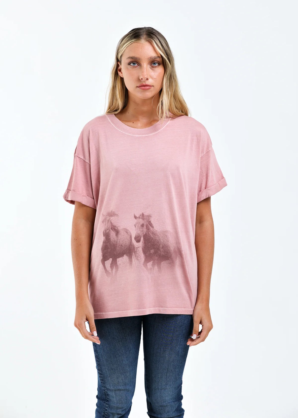 Girl Dangerous Running Horses Boyfriend Tee