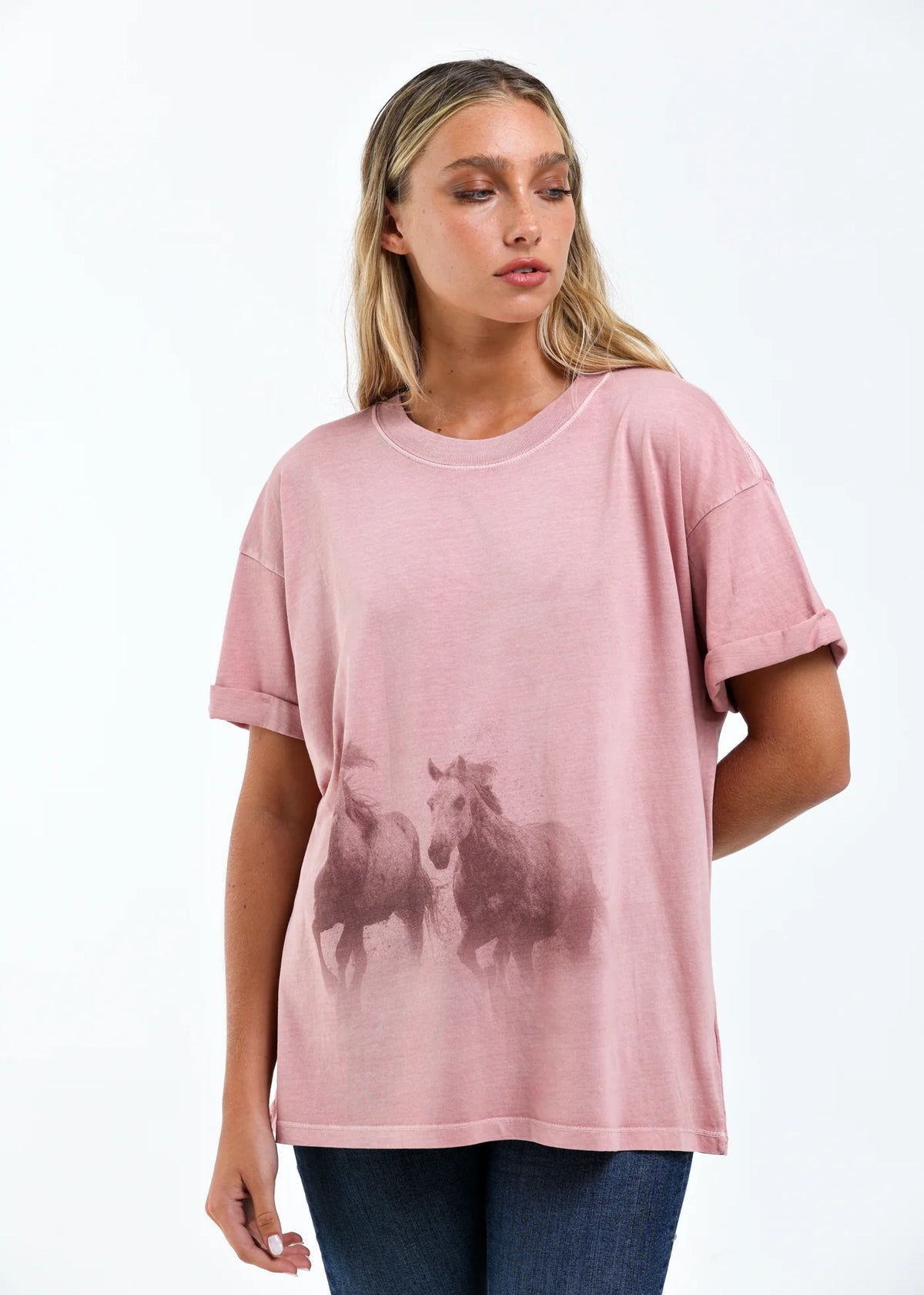 Girl Dangerous Running Horses Boyfriend Tee