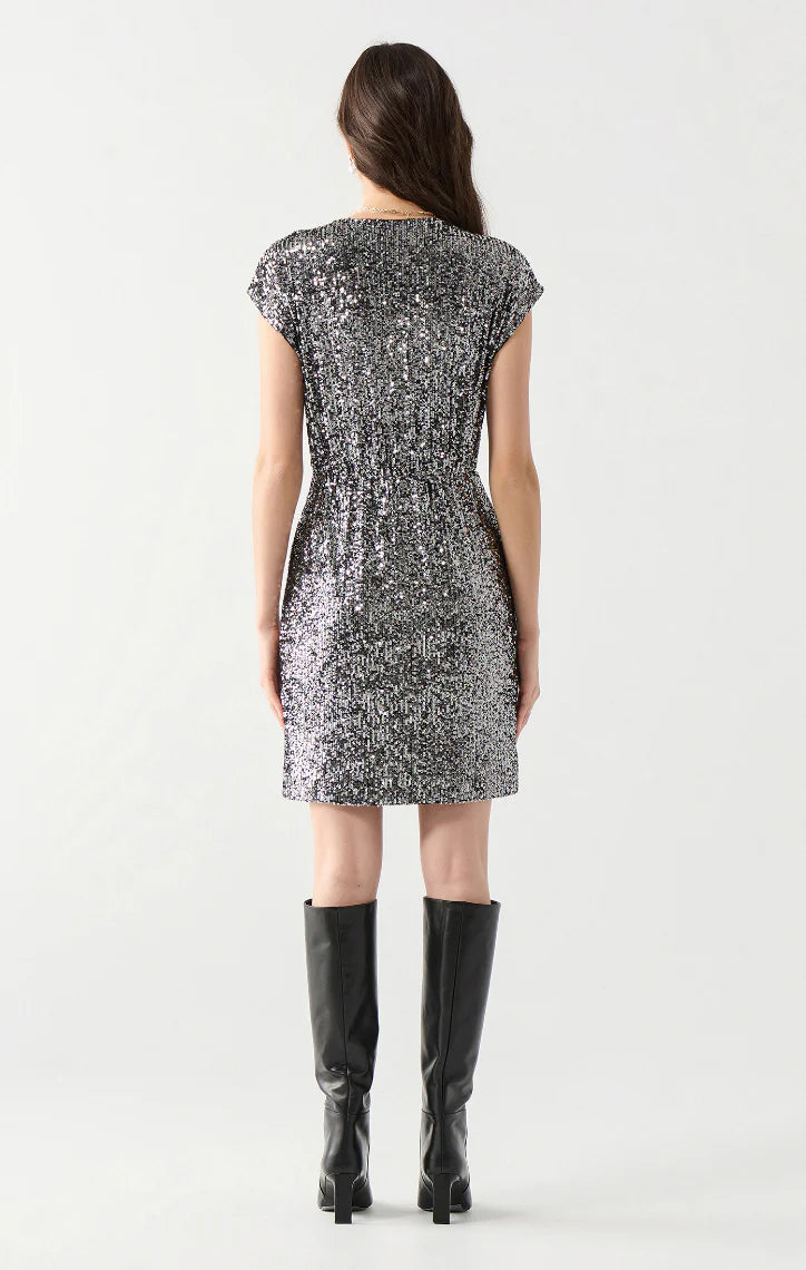 Dex Cap Sleeve Sequin Wrap Dress