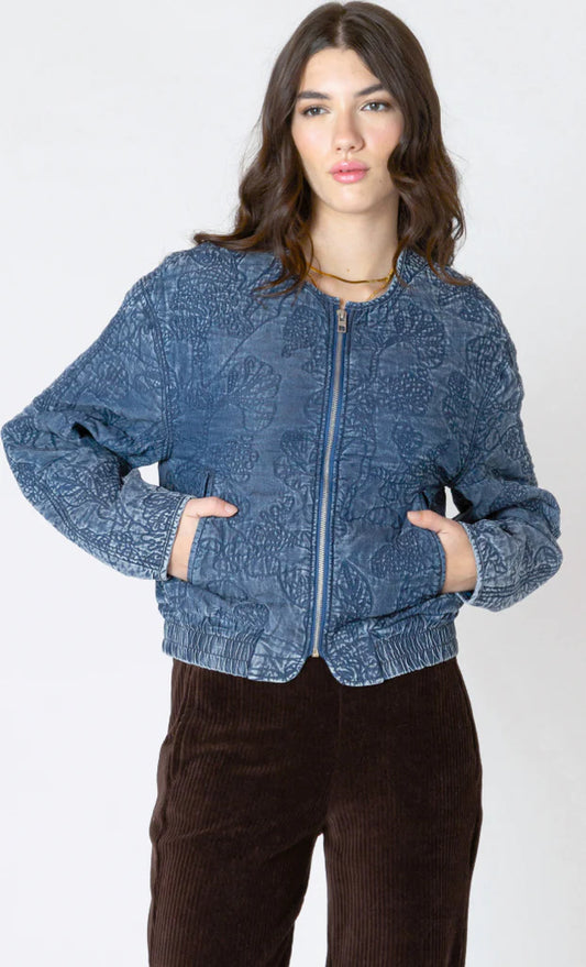 Dex Washed Indigo Quilted Bomber Jacket