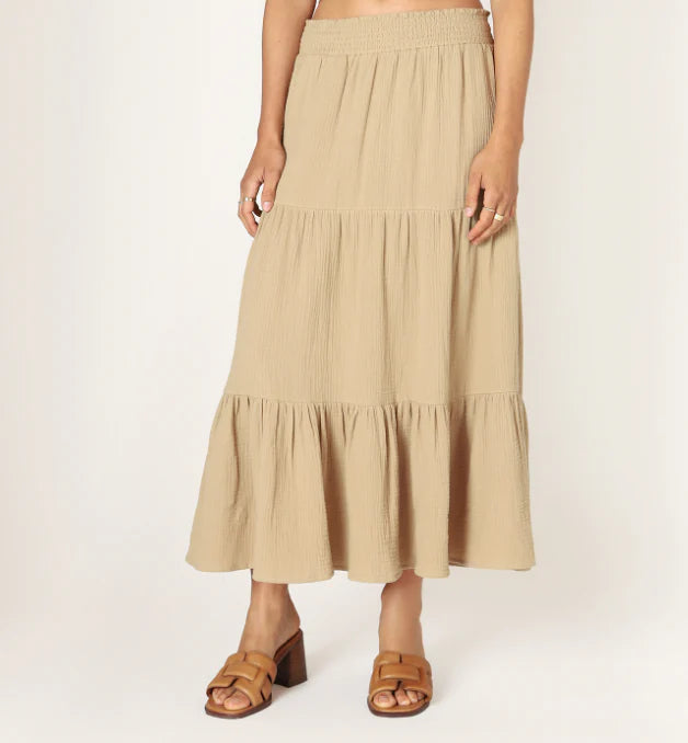 Dex Pull On Textured Midi Skirt