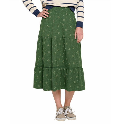 Toad & Co Pasture Geo Marigold Tiered Midi Skirt