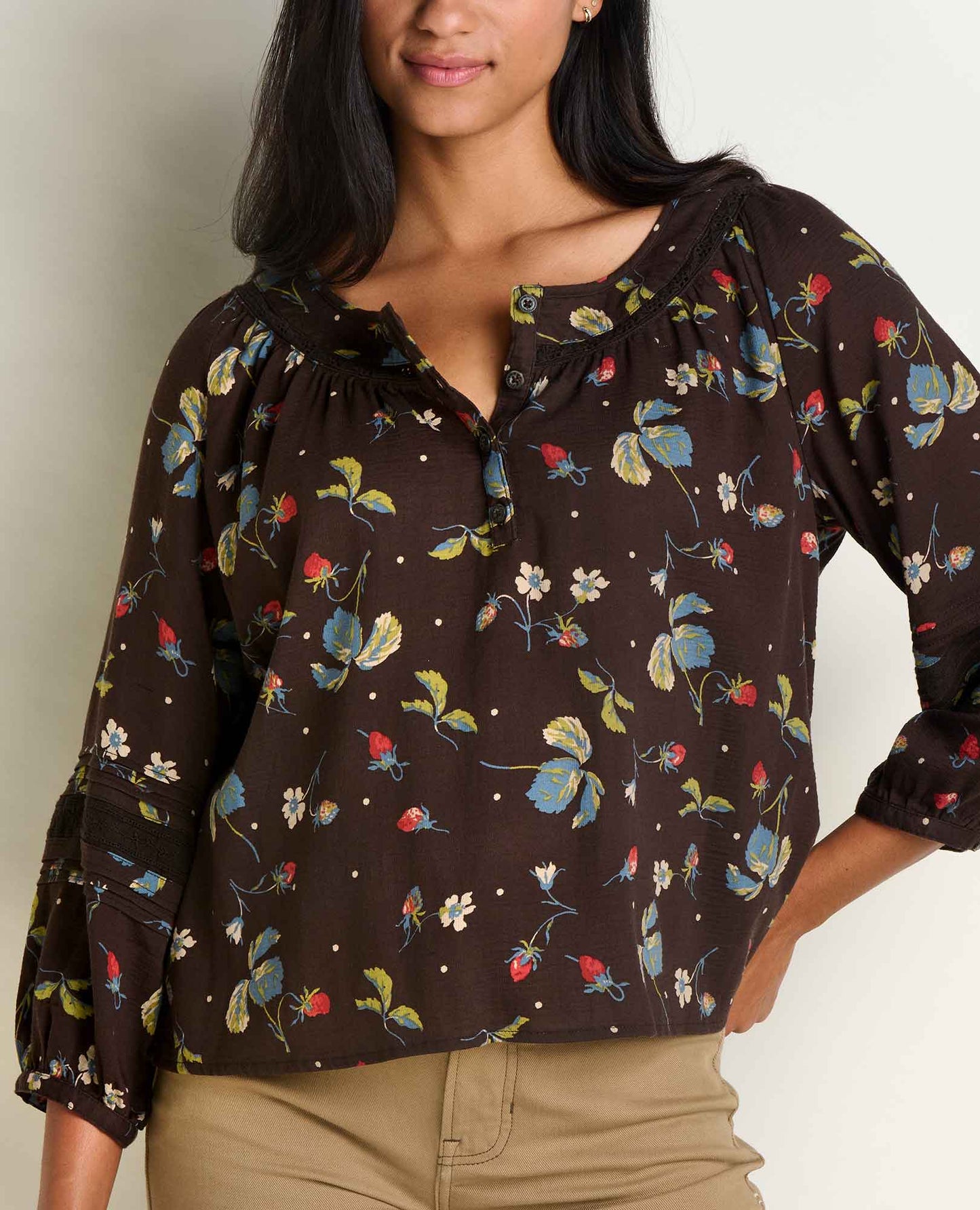 Toad & Co Barnwood Print Manzana Peasant Long Sleeve Shirt