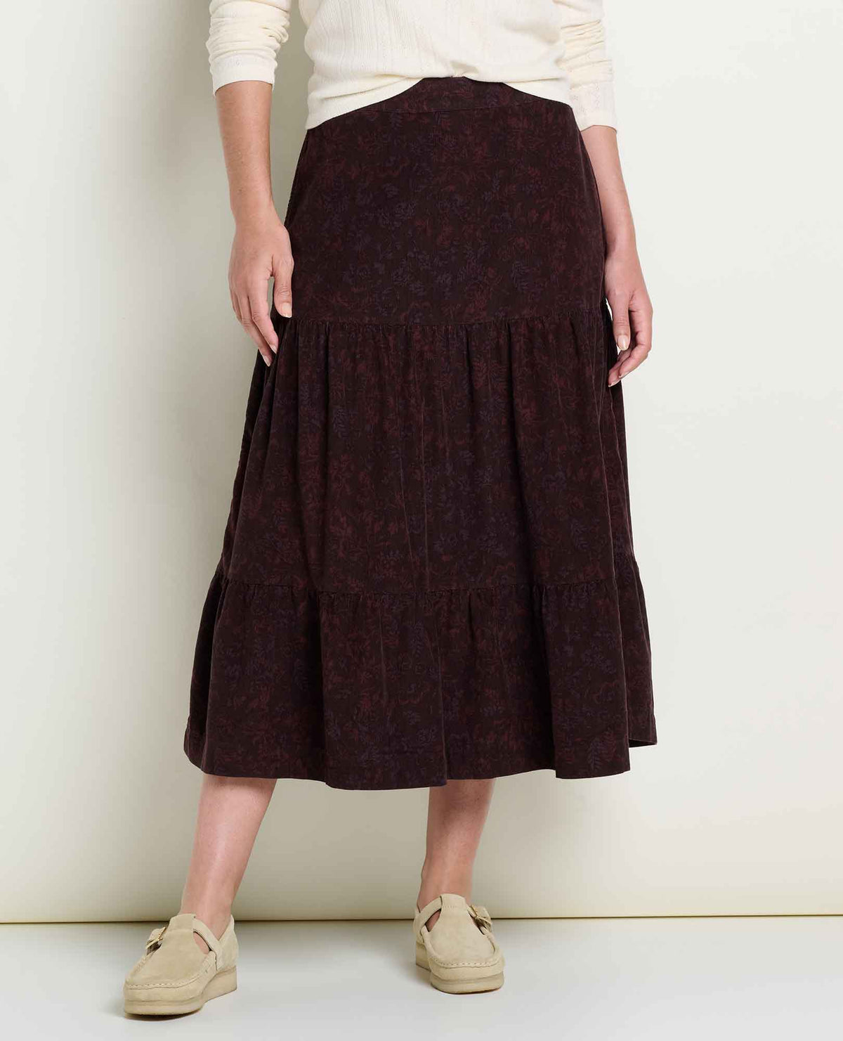 Toad & Co Cattail Corduroy Tiered Midi Skirt