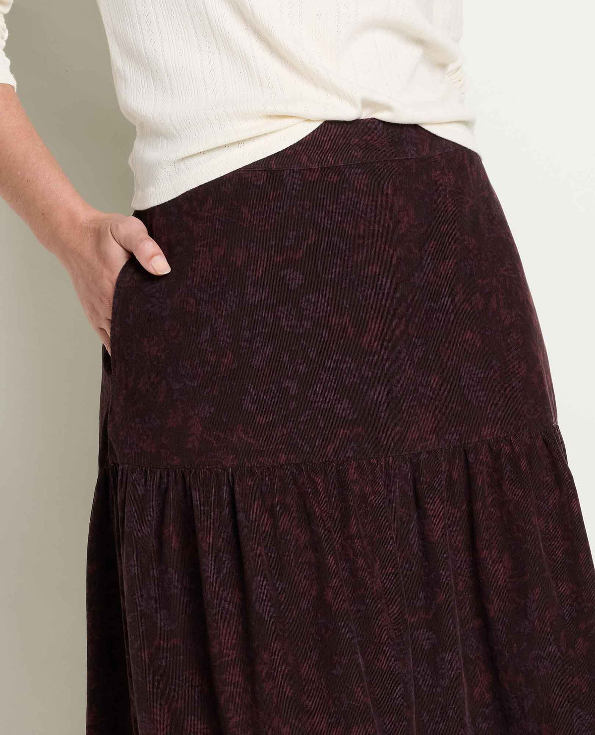 Toad & Co Cattail Corduroy Tiered Midi Skirt