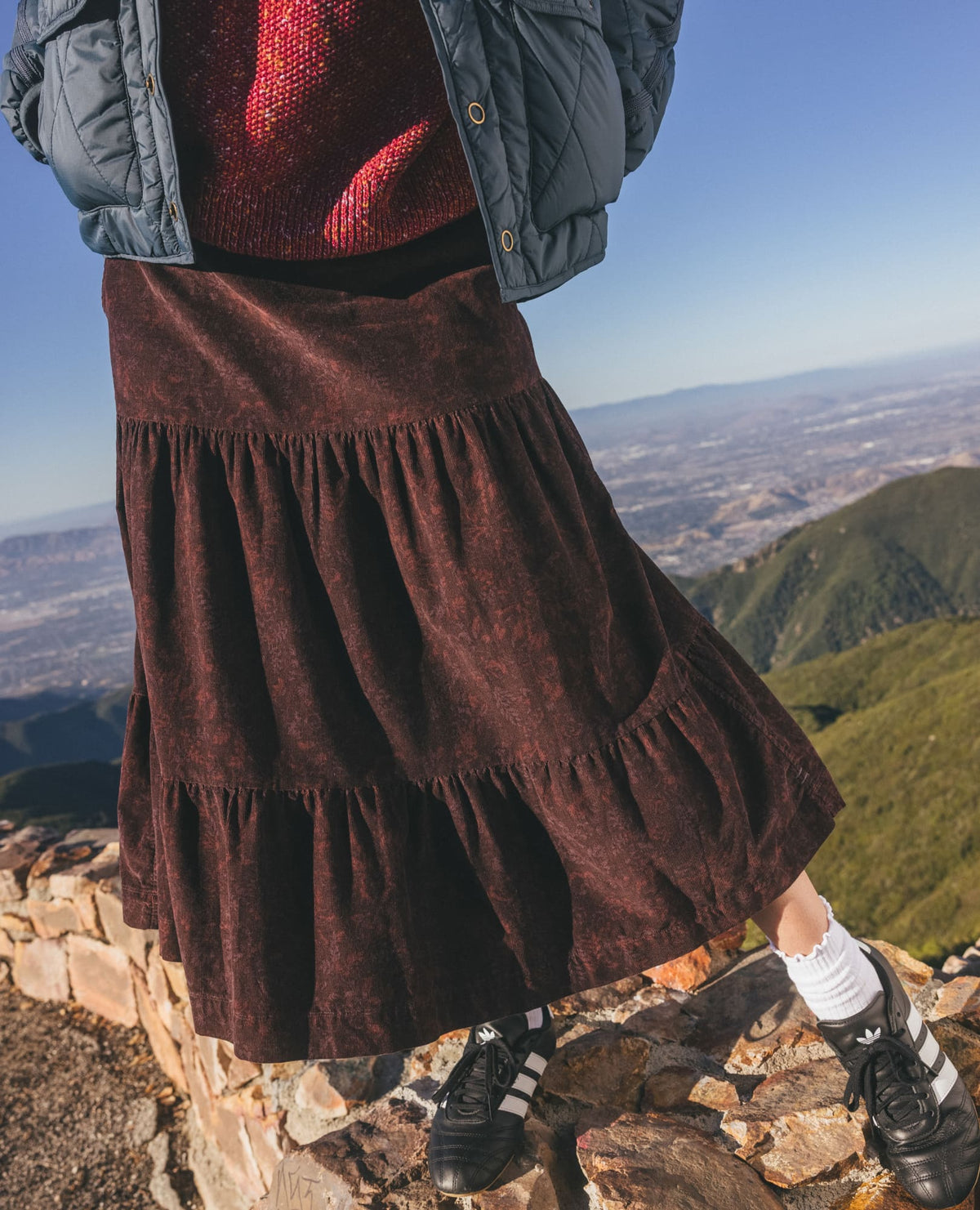 Toad & Co Cattail Corduroy Tiered Midi Skirt