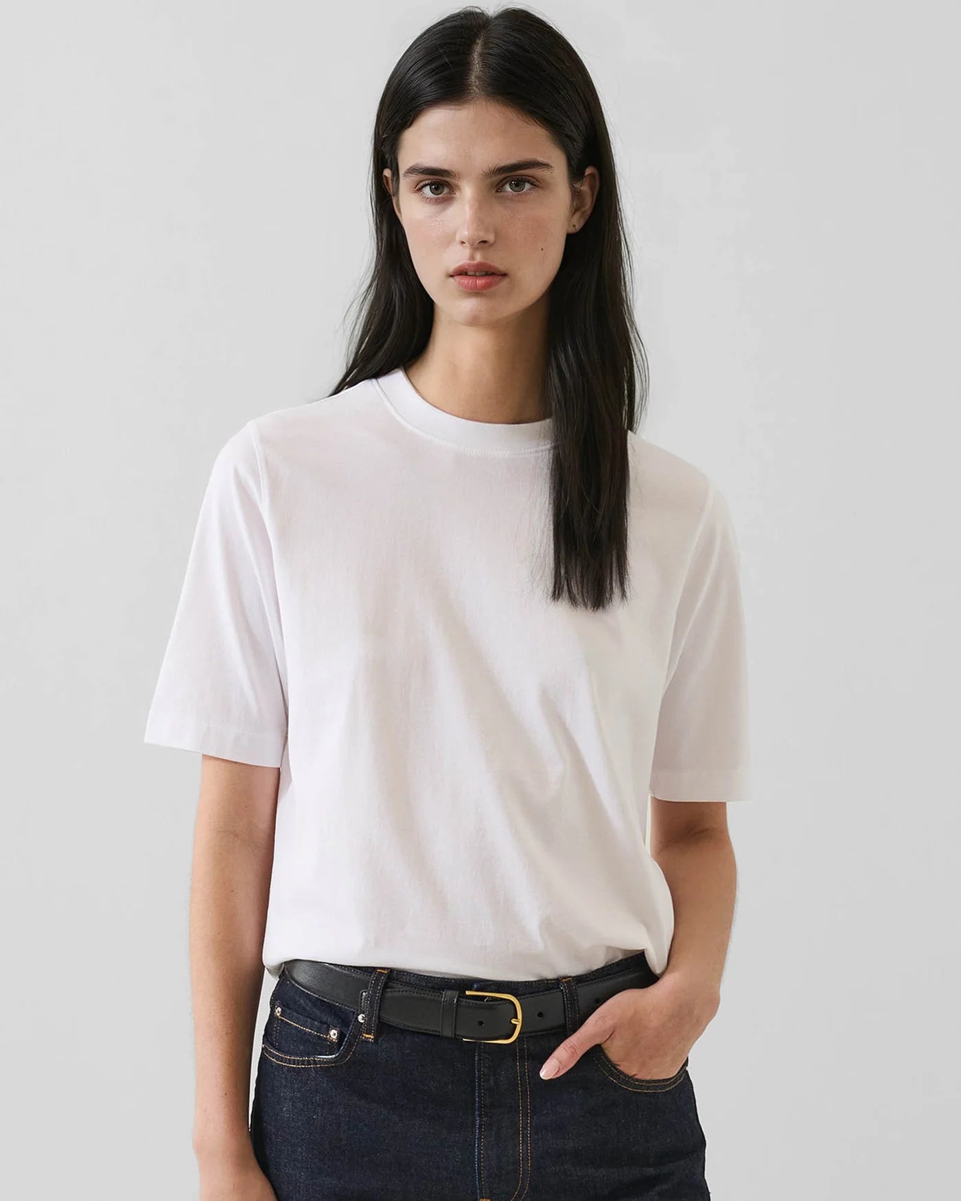 Patrick Assaraf White Organic Pima Cotton Relaxed Crew