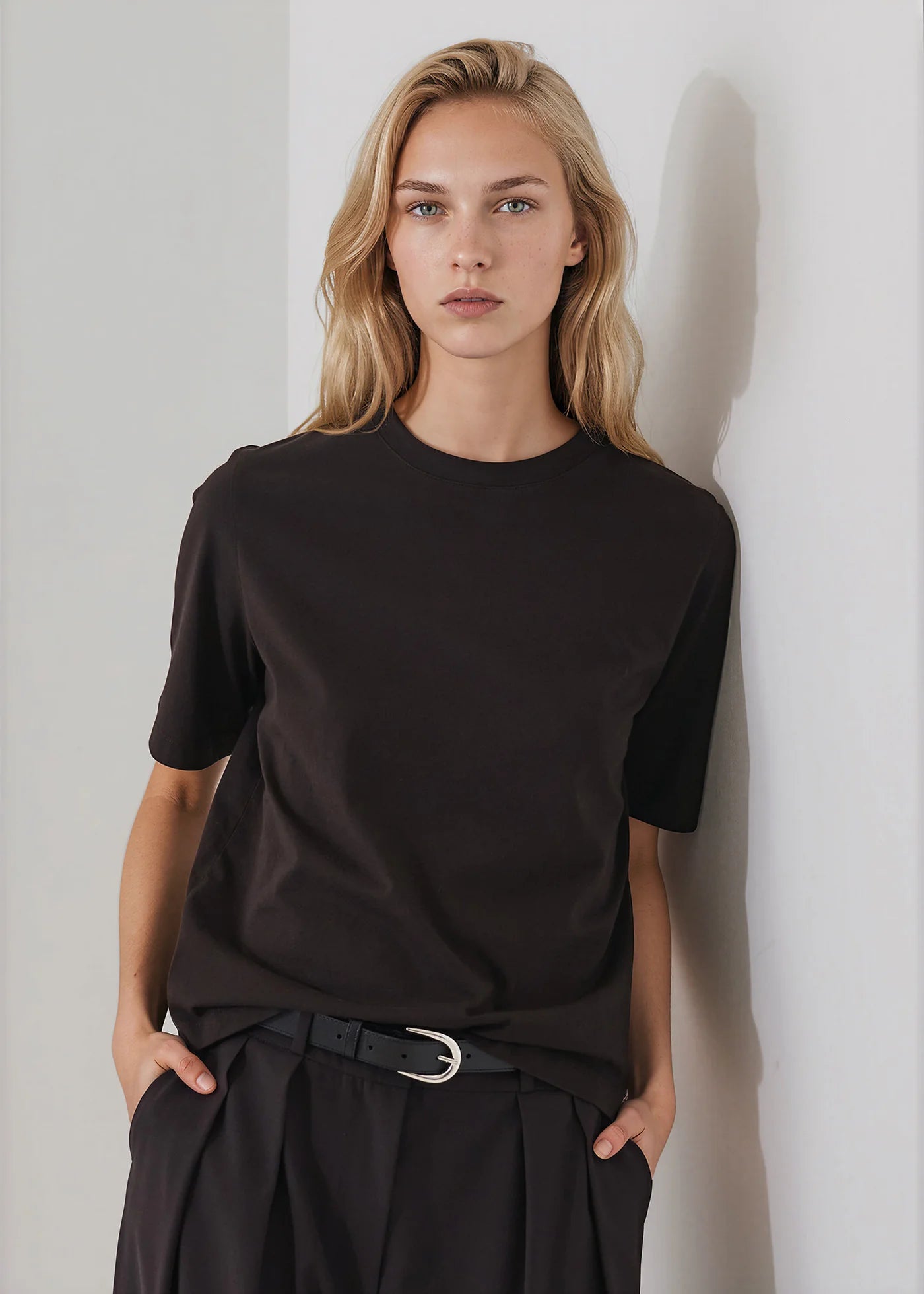 Patrick Assaraf Molasses Organic Pima Cotton Relaxed Crew