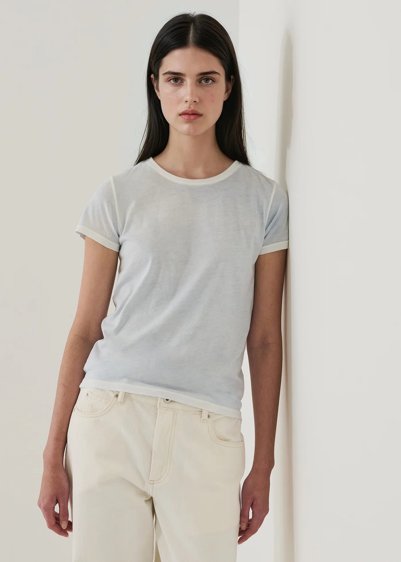 Patrick Assaraf Blue Bell Reverse Spray Lightweight Pima Cotton Classic T-Shirt