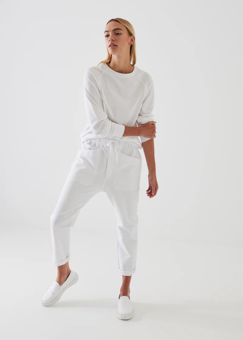 Patrick Assaraf White Pima Cotton Stretch Oversized Sweatshirt