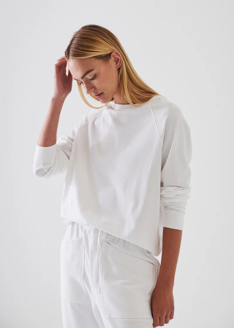 Patrick Assaraf White Pima Cotton Stretch Oversized Sweatshirt