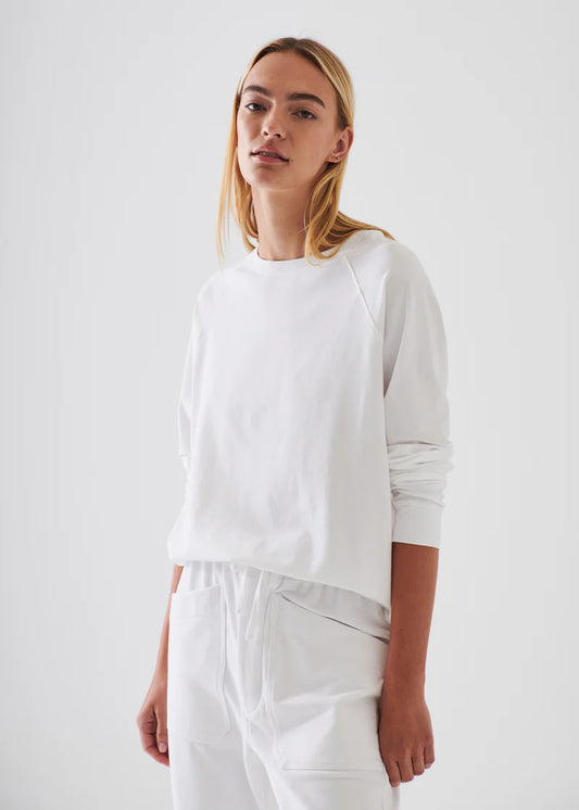 Patrick Assaraf White Pima Cotton Stretch Oversized Sweatshirt
