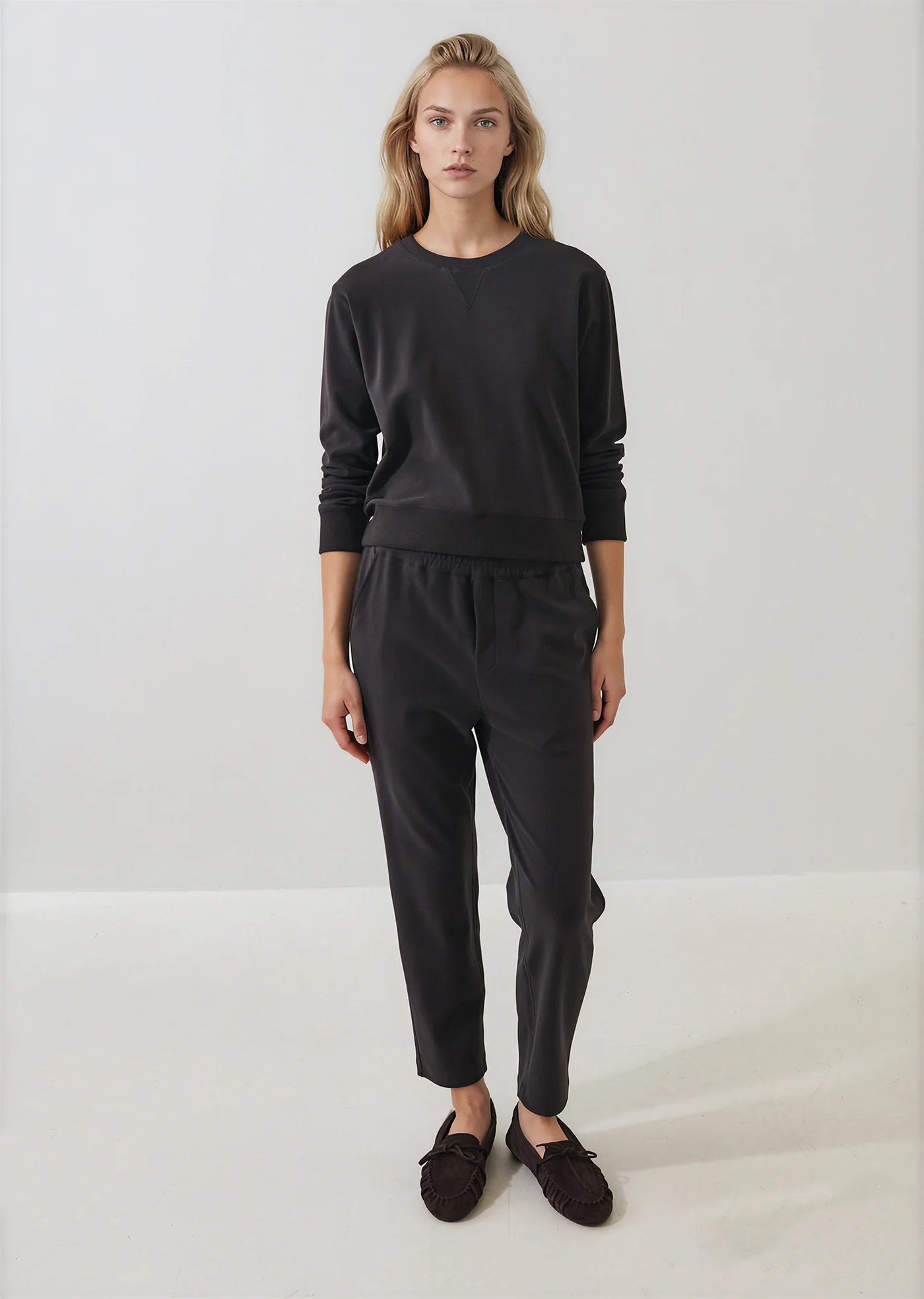 Patrick Assaraf Brushed Pima Cotton Cropped Sweatshirt