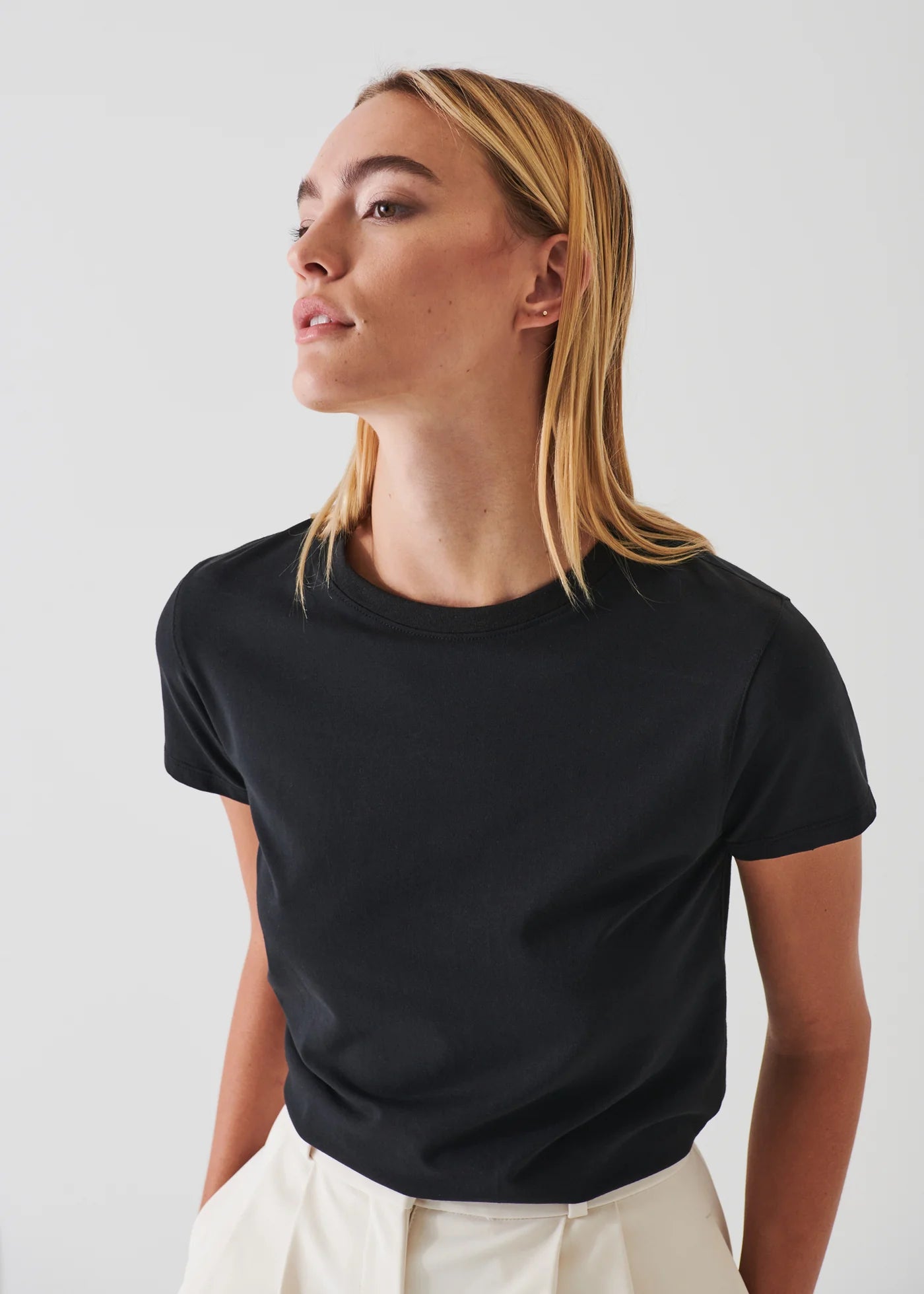 Patrick Assaraf Black Pima Cotton Stretch T-Shirt
