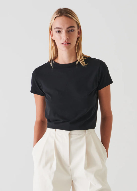 Patrick Assaraf Black Pima Cotton Stretch T-Shirt