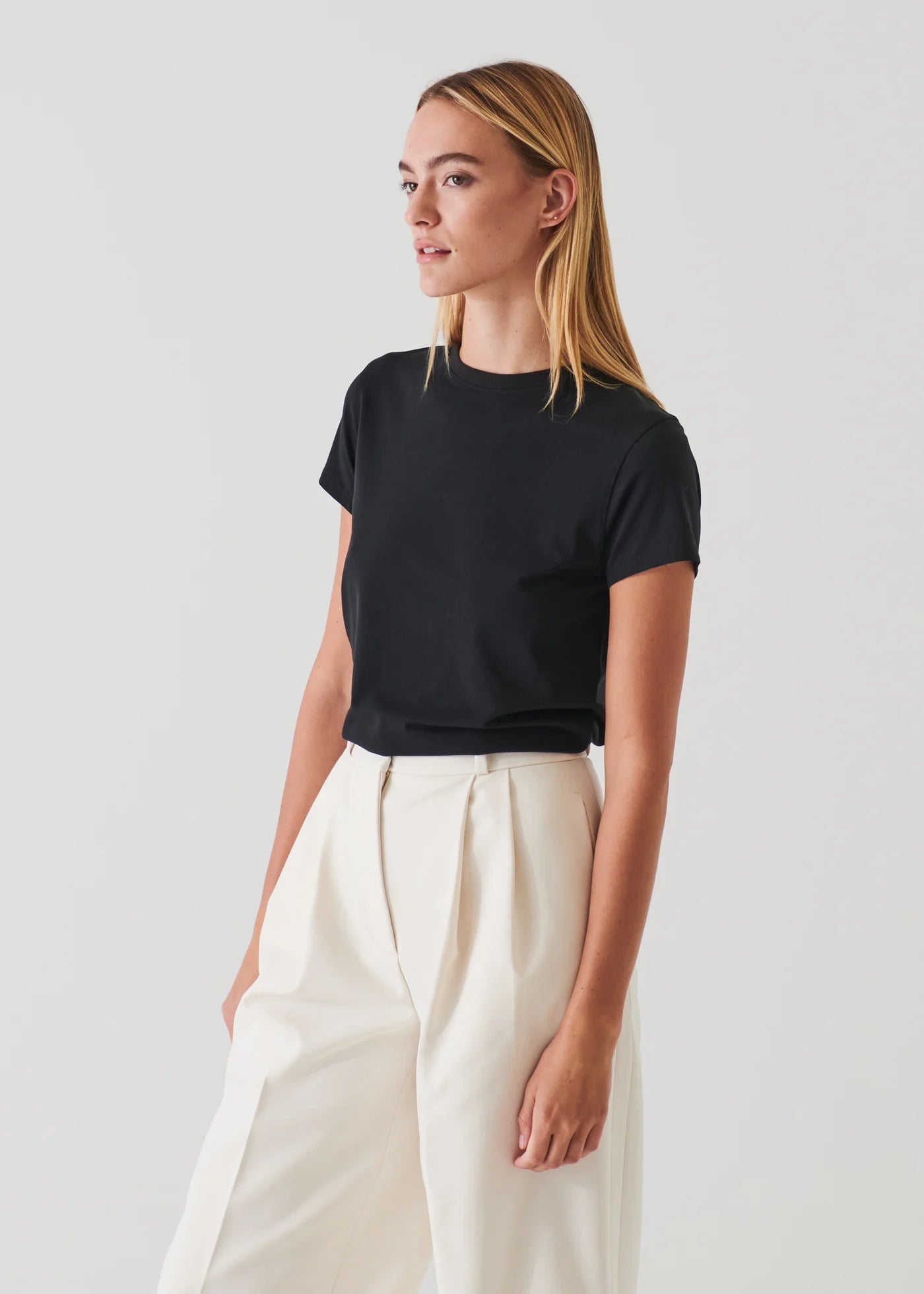 Patrick Assaraf Black Pima Cotton Stretch T-Shirt
