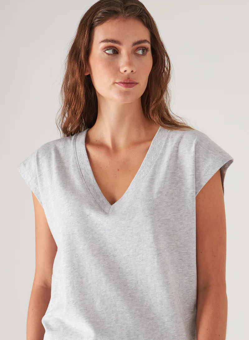 Patrick Assaraf Grey Dolman V-Neck Tee