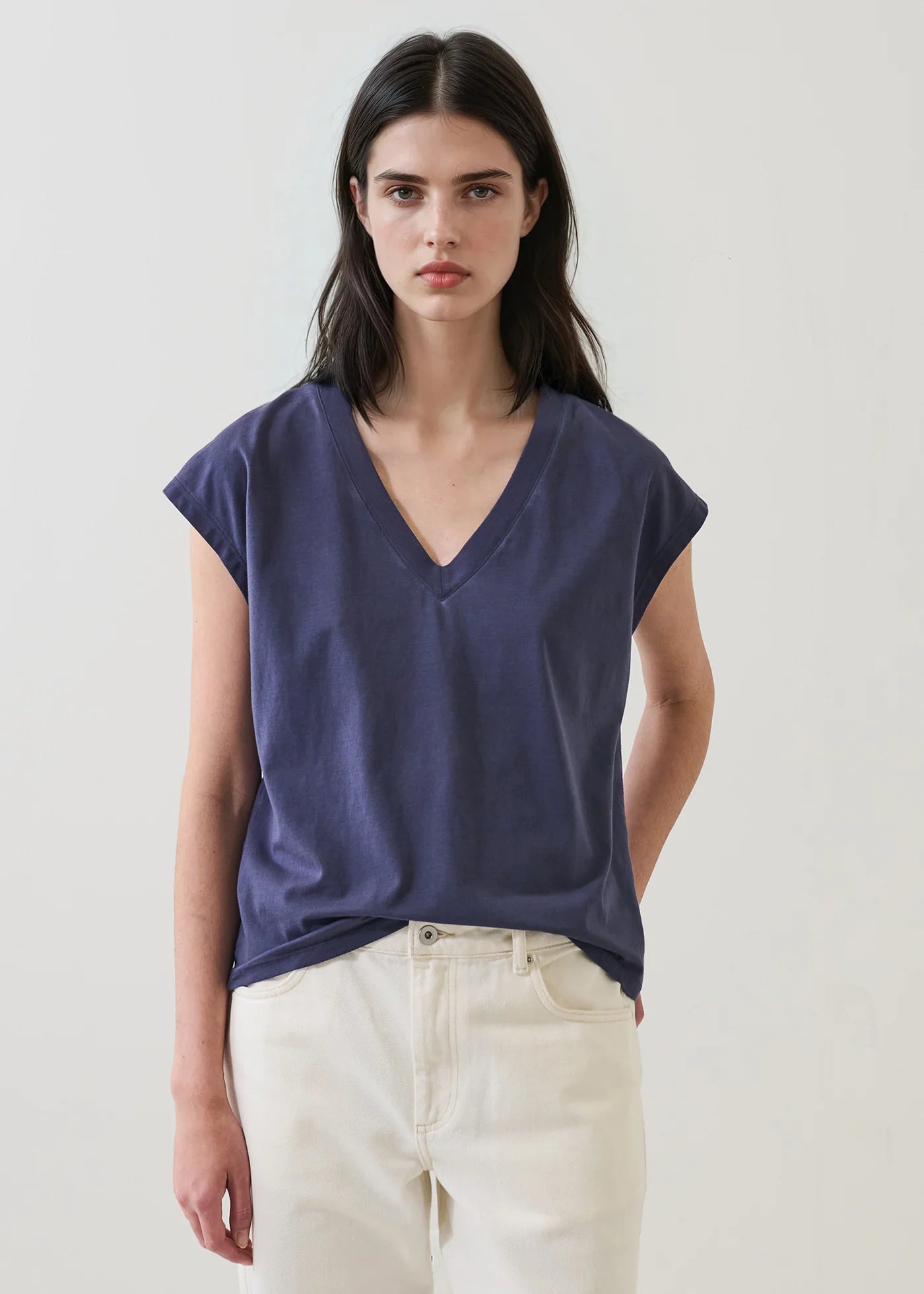 Patrick Assaraf Midnight Sublime Reactive Dolman V-Neck Tee