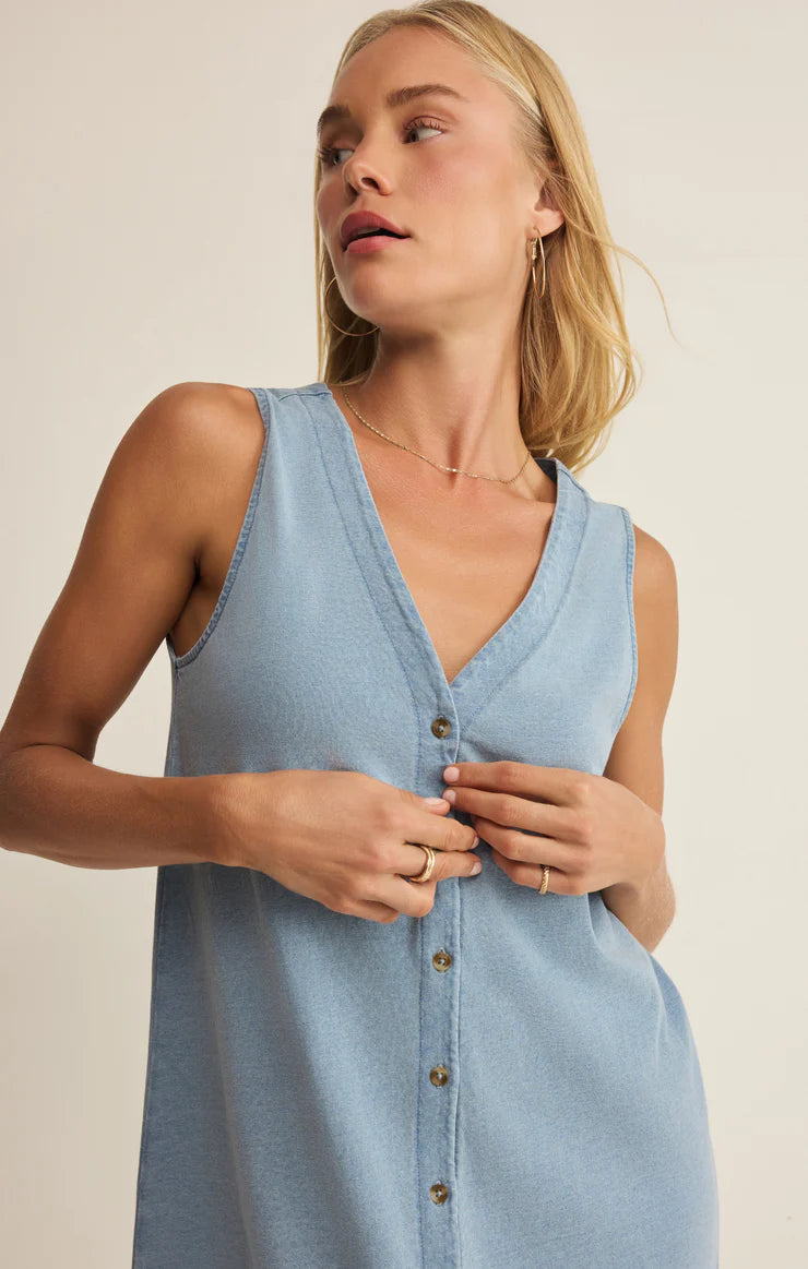 Z Supply Solace Jersey Denim Mini Dress