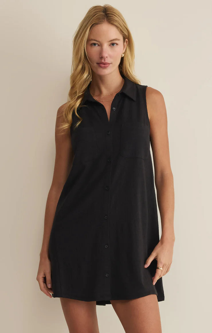 Z Supply Black New Light Textured Mini Dress