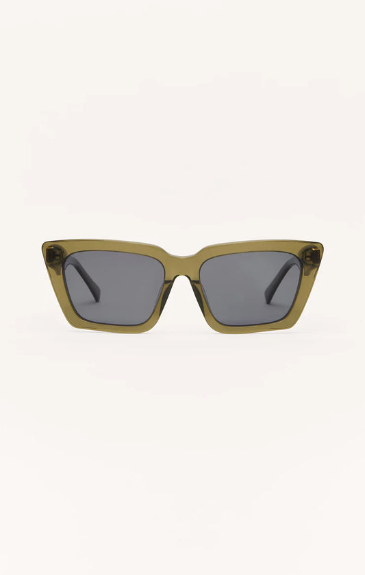 Z Supply Feel Good Polarized Sunglasses- Moss- Grey