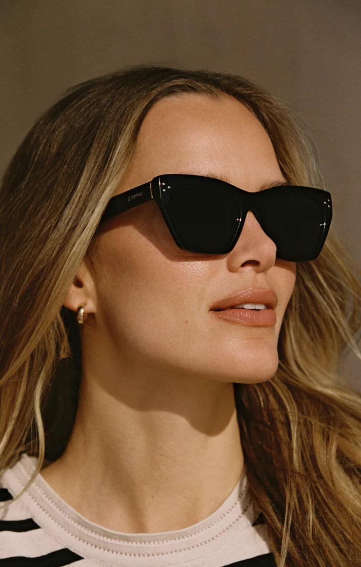 Z Supply Park Ave Polarized Sunglasses- Polished Black
