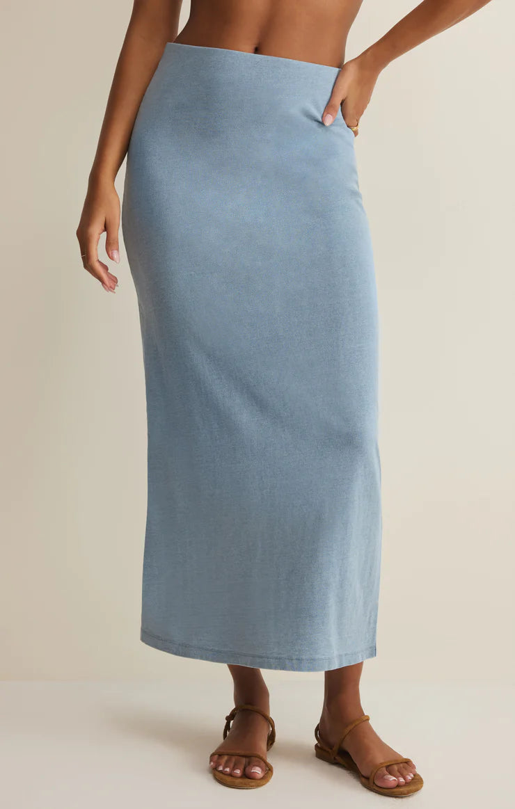 Z Supply Gail Jersey Denim Midi Skirt