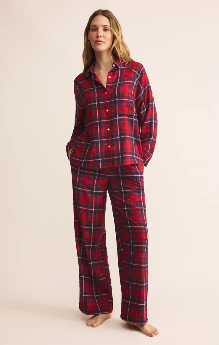 Z Supply Haute Red Hangout Plaid Pant