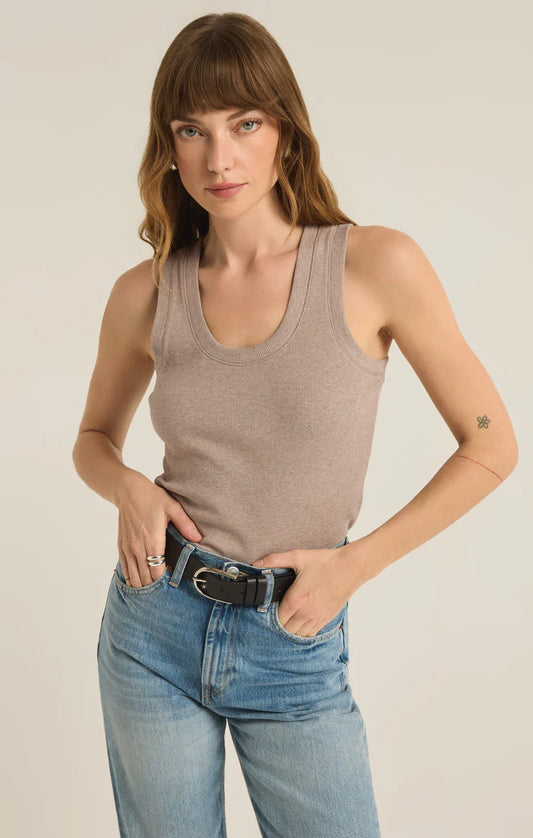 Z Supply Heather Taupe Sirena Rib Tank