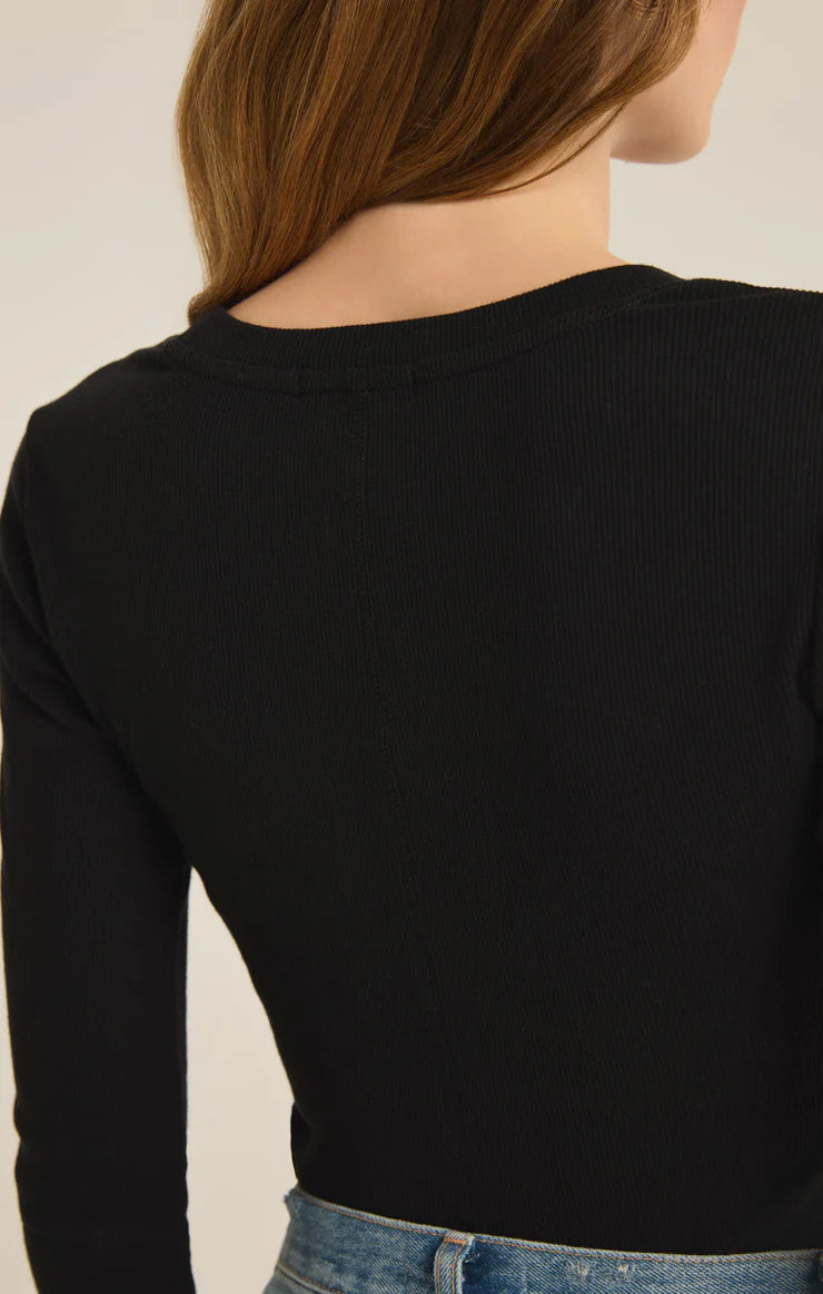 Z Supply Black Sirena Rib Long Sleeve