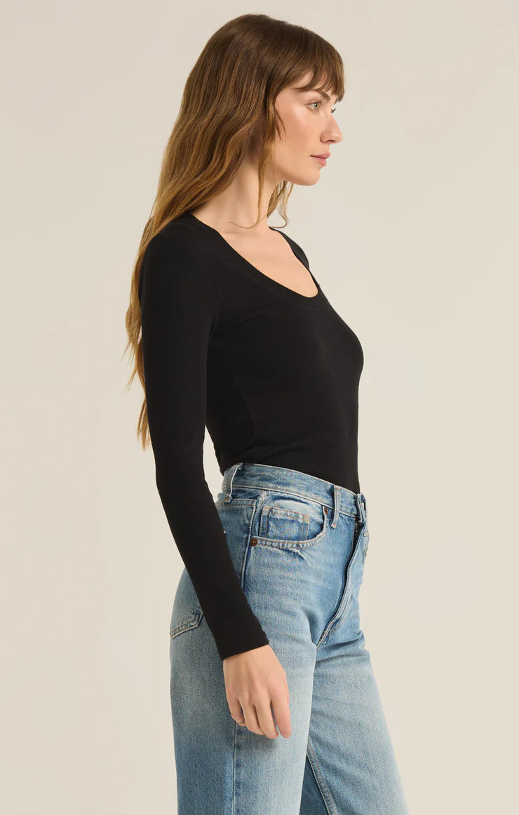 Z Supply Black Sirena Rib Long Sleeve