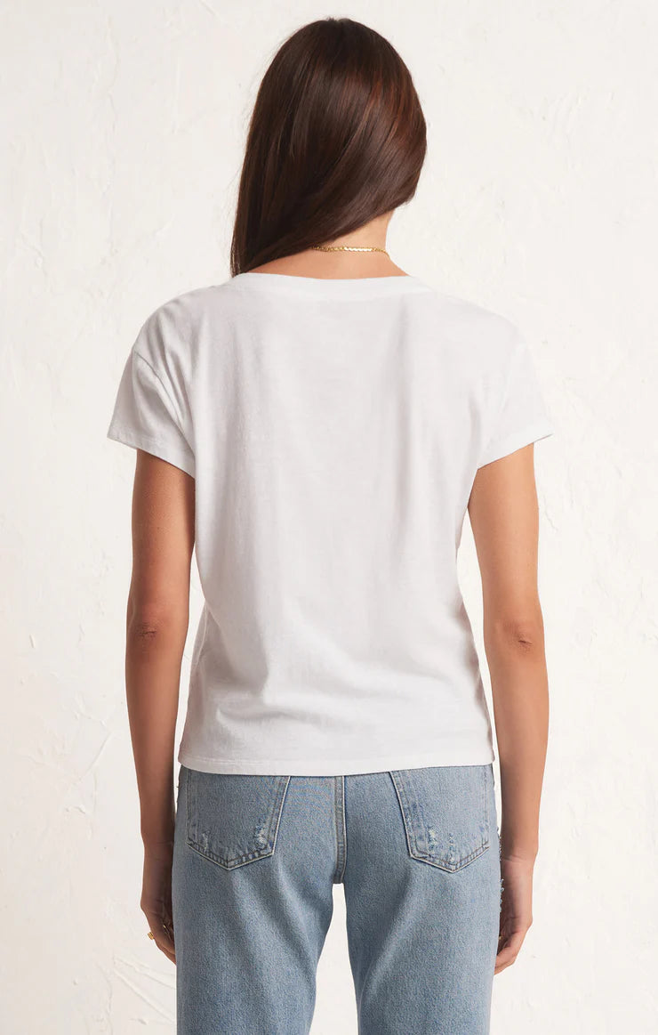 Z Supply White Modern V-Neck Tee